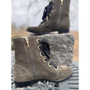 Kate Spade Raquel Olive Green Suede Booties Boots Size 7.5 Excellent Condition